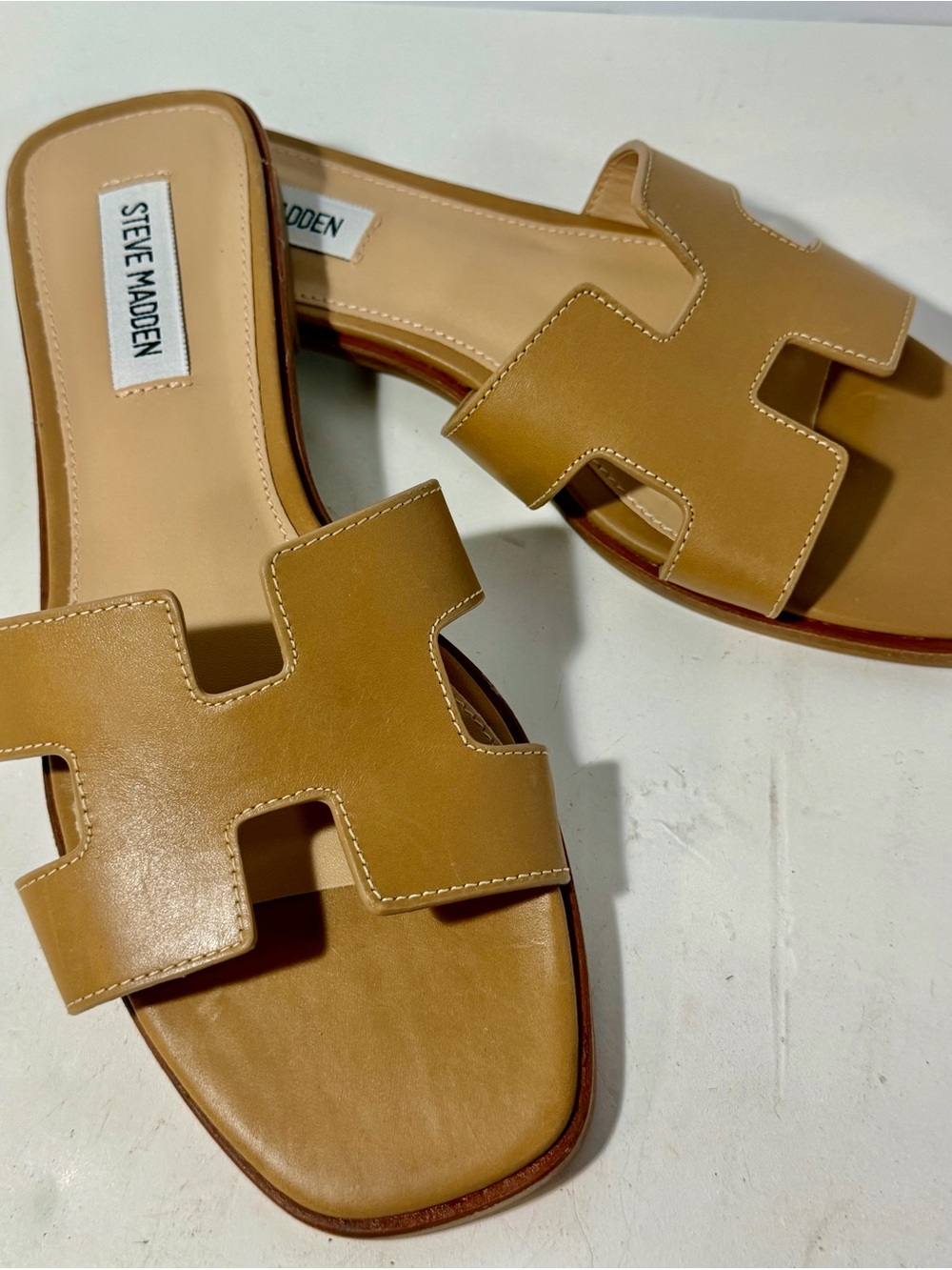 Steve Madden Tan H-Cut Slip-On Mules